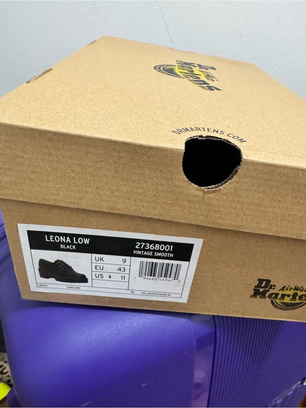 Dr. Martens Black Leather Platform Derby Shoes with Yellow Stitching